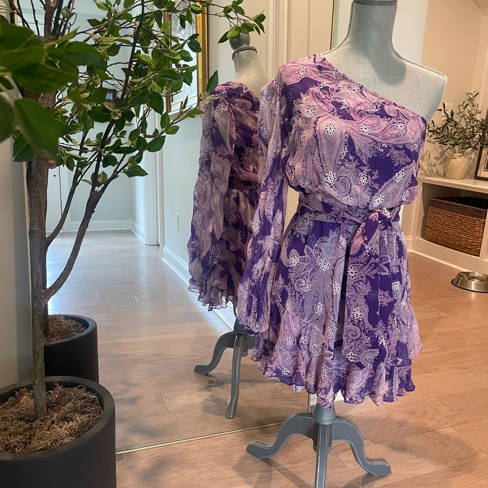HEMANT & NANDITA Purple Dress with Floral Accents